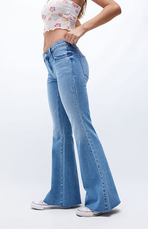 Medium Blue Low Rise Flare Jeans image number 3