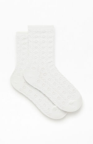 White Heart Pointelle Socks image number 2