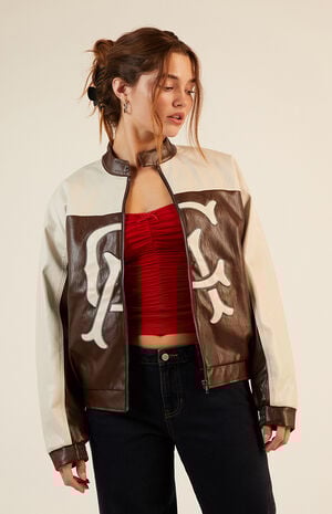 Faux Leather Oversized Moto Jacket image number 2
