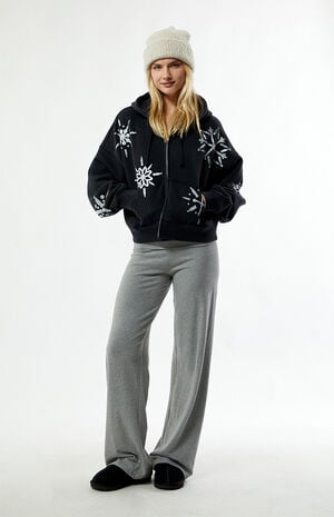 by Pacsun Holiday Snowflake Zip Up Cropped Hoodie image number 5