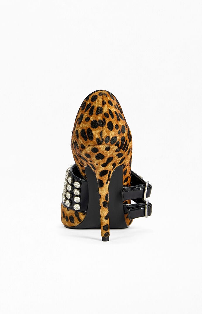 AZALEA WANG Women's Reesea Cheetah Leather Stiletto Pumps