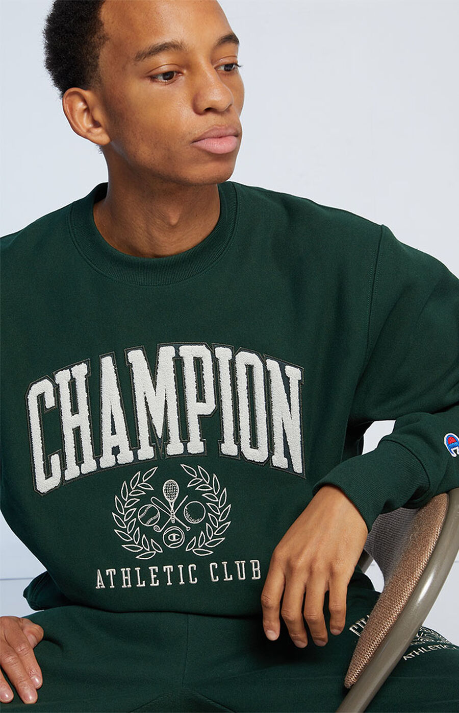 Champion Athletic Club Crest Crew Neck Sweatshirt PacSun
