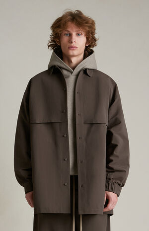 Brown Military Nylon Overshirt Jacket image number 2