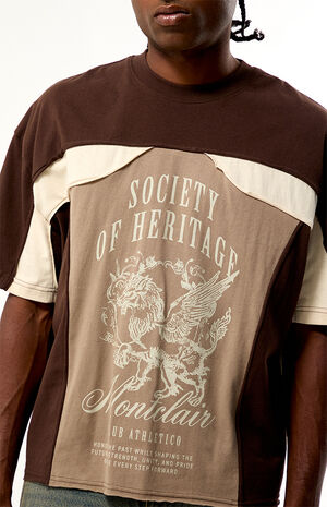 Brown Montclair Cropped Color Block T-Shirt image number 4