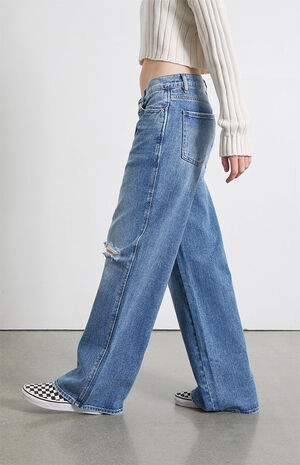 Light Blue Ripped Baggy Jeans image number 4
