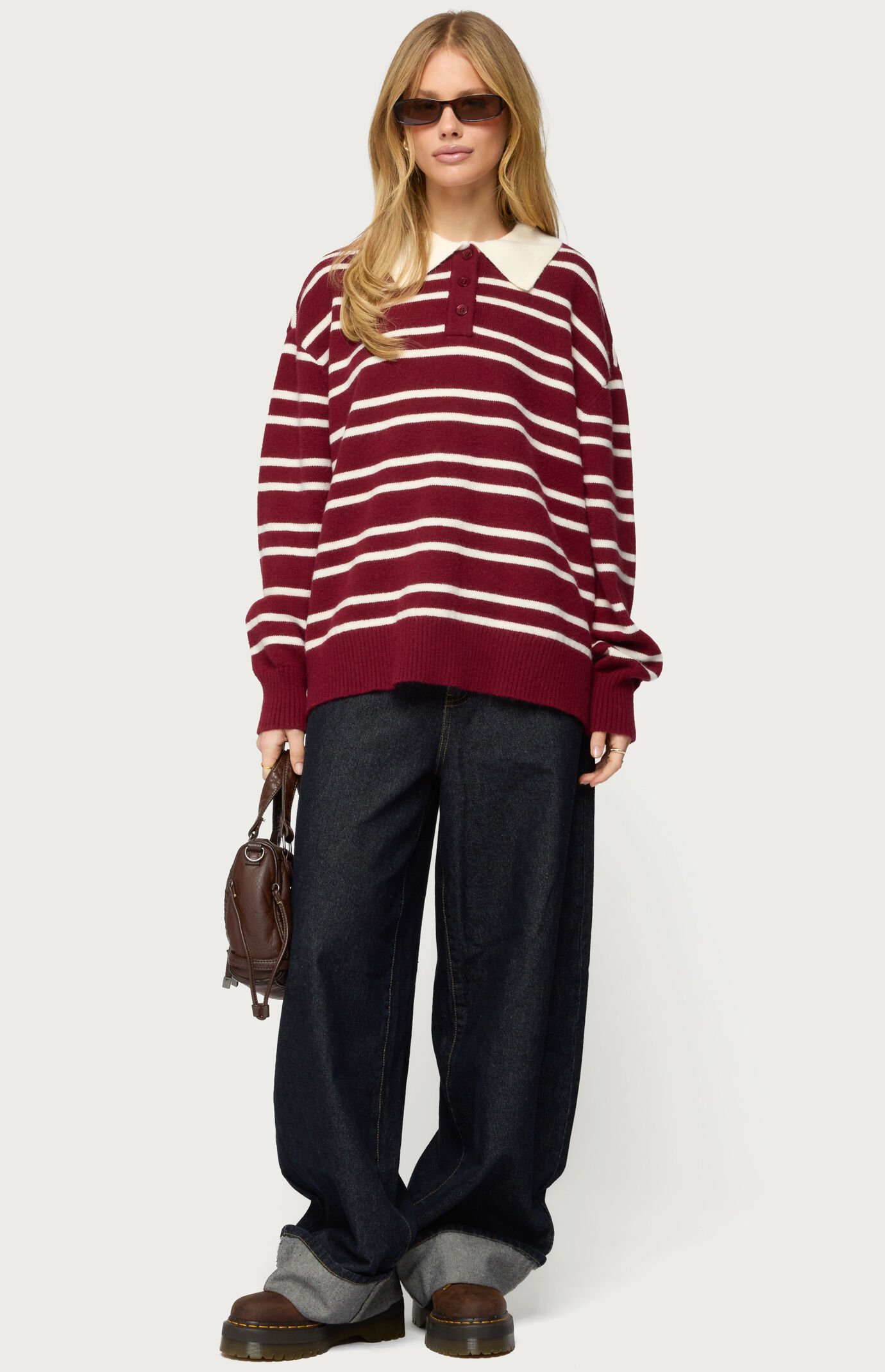 Edikted Rilynn Striped Polo Sweater