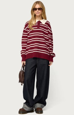 Rilynn Striped Polo Sweater image number 5