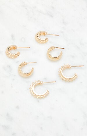 Textured Huggie Hoop Earrings image number 2