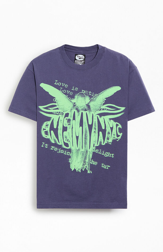 【SANKUANZ】PURPLE LOVE & PEACE GRAPHIC T-SHIRT OVERSIZED LOVE&PEACE GRAFFITI PRINT T-SHIRT – SANKUANZ