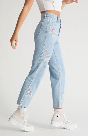 Blue Butterfly Embroidered Jeans