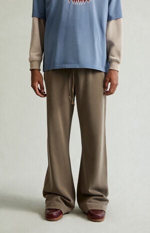 Brown Fleece Baggy Bootcut Sweatpants image number 1