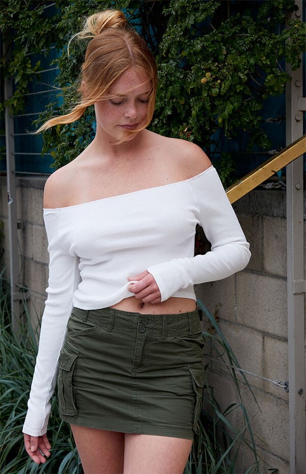 John Galt White Mayson Off-The-Shoulder Top PacSun