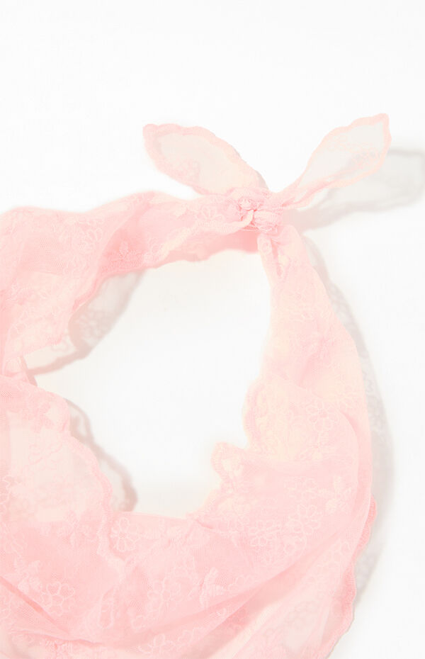 LA Hearts Pink Lace Headscarf