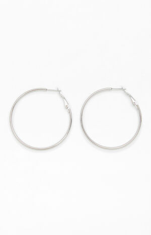 Silver Hoop Earrings image number 2