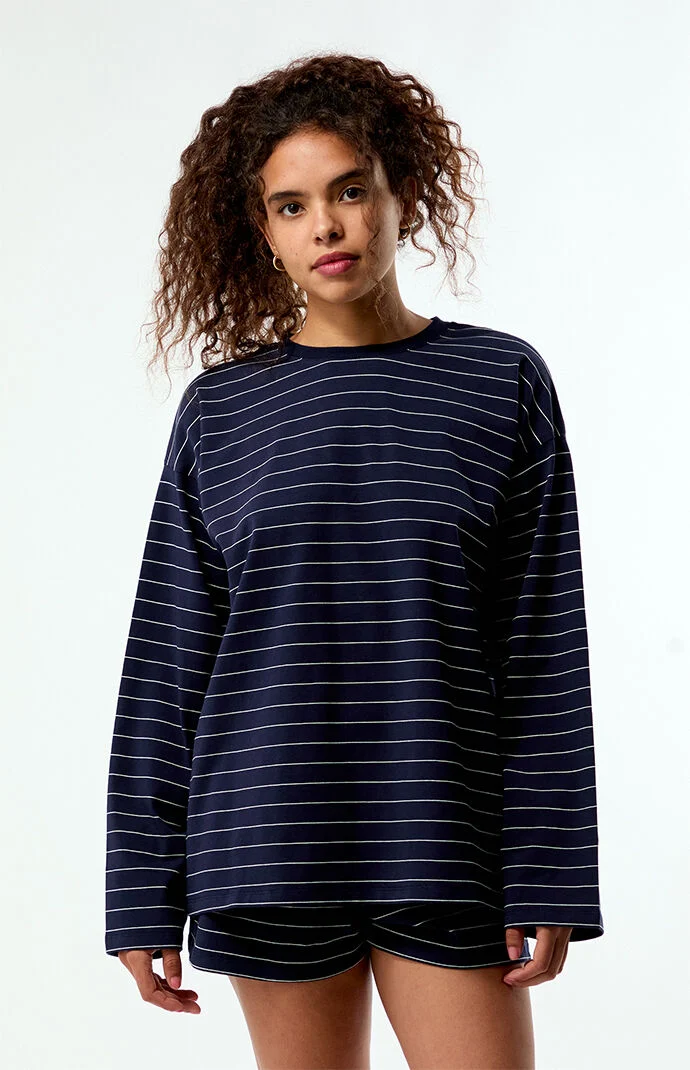 WEWOREWHAT Striped Long Sleeve Boxy Shirt