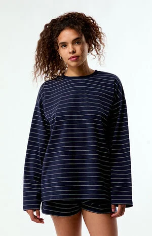 Striped Long Sleeve Boxy Shirt image number 1