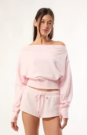Active French Terry Off-The-Shoulder Sweatshirt image number 2