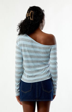 Olivia Striped Long Sleeve Off-The-Shoulder Top image number 4