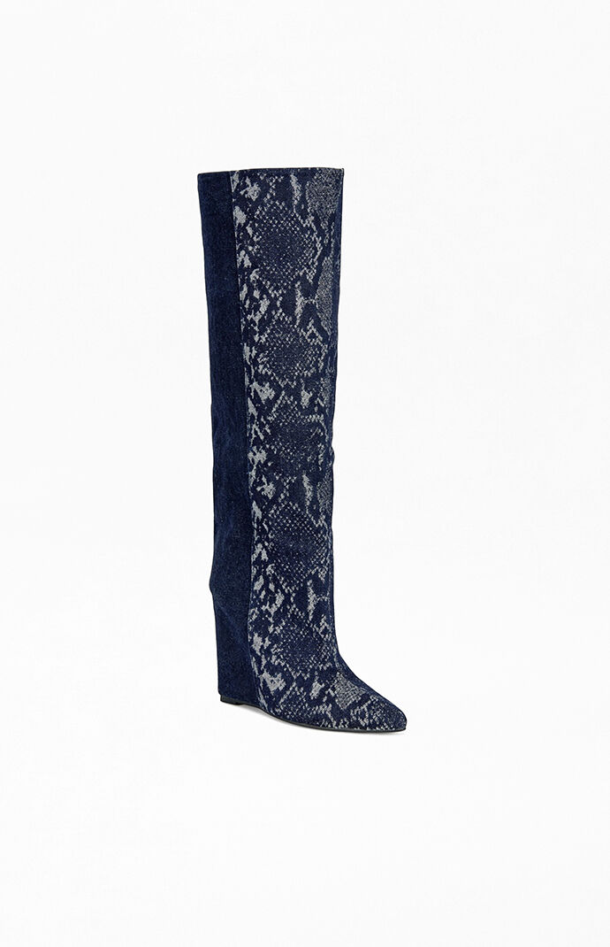 AZALEA WANG Women's Gianna Jean Pointed Toe Wedge Boots