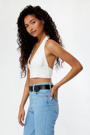 Open Back Linen Halter Top image number 2
