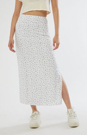 Beige Challis Midi Skirt image number 2