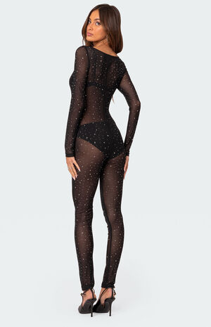 Kristine Sheer Mesh Rhinestone Jumpsuit image number 5