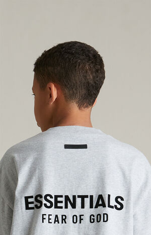 Kids Light Heather Grey Crew Neck T-Shirt image number 5