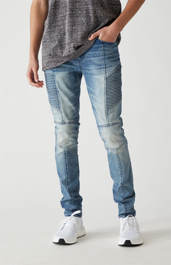 Light Biker Stacked Skinny Jeans