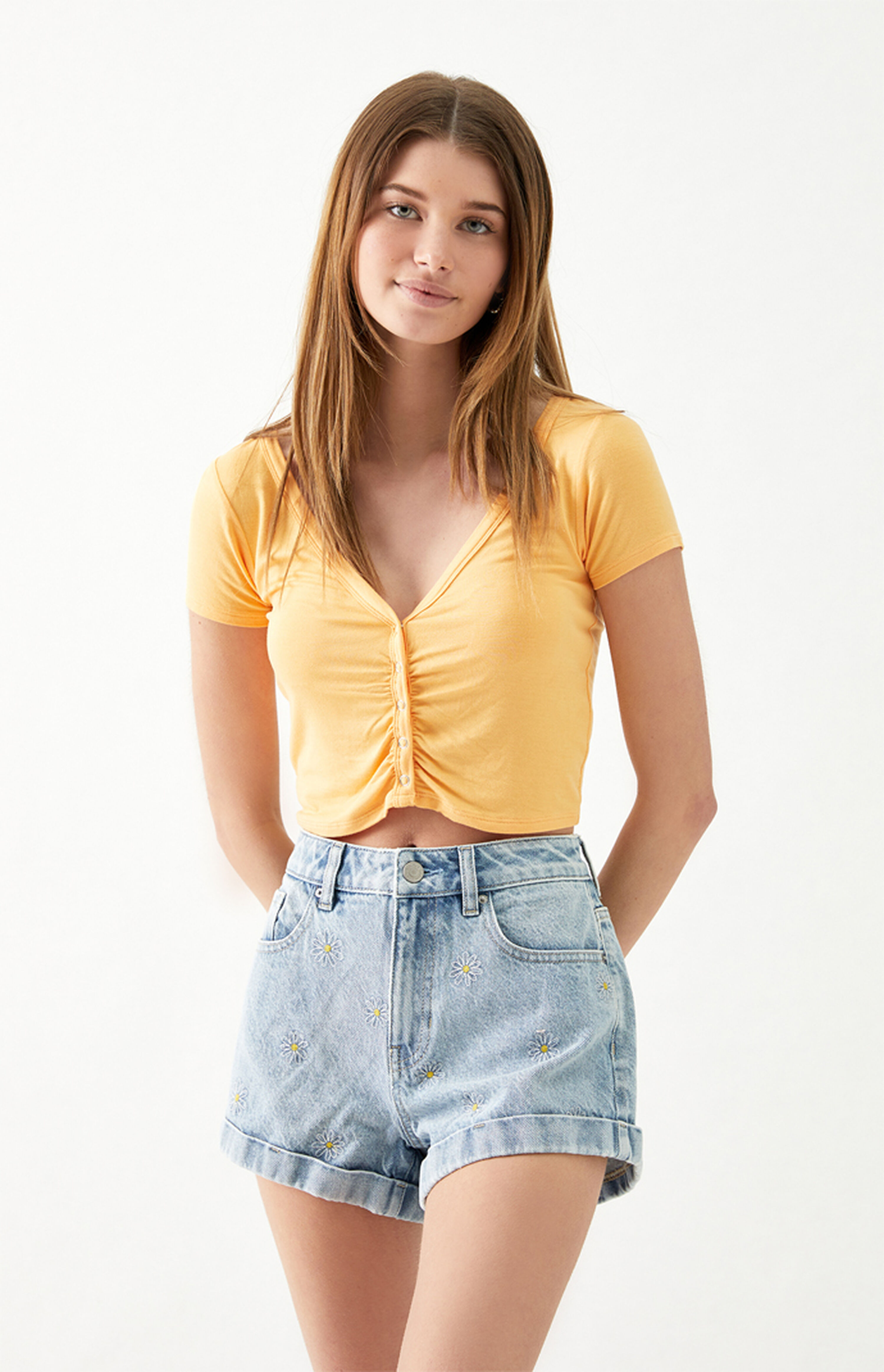 PacSun Daisy Denim Mom Shorts PacSun