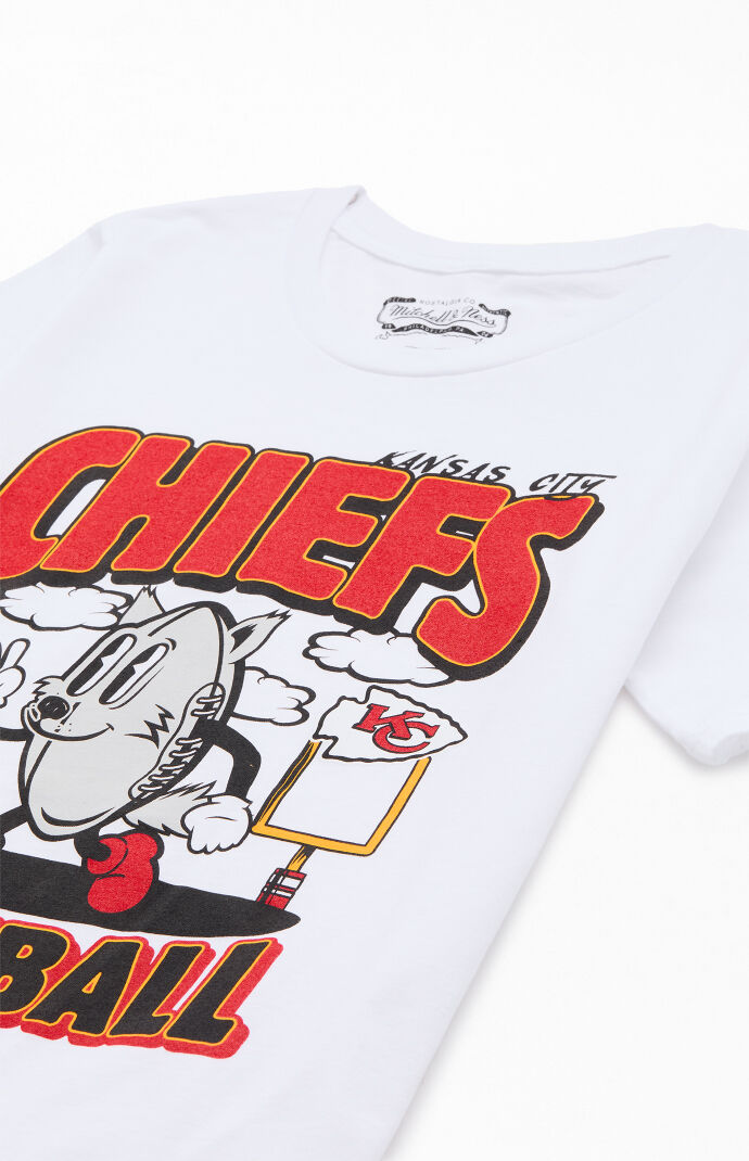 Mitchell Ness Kids NFL Retro Kansas City Chiefs T Shirt in White Size Small