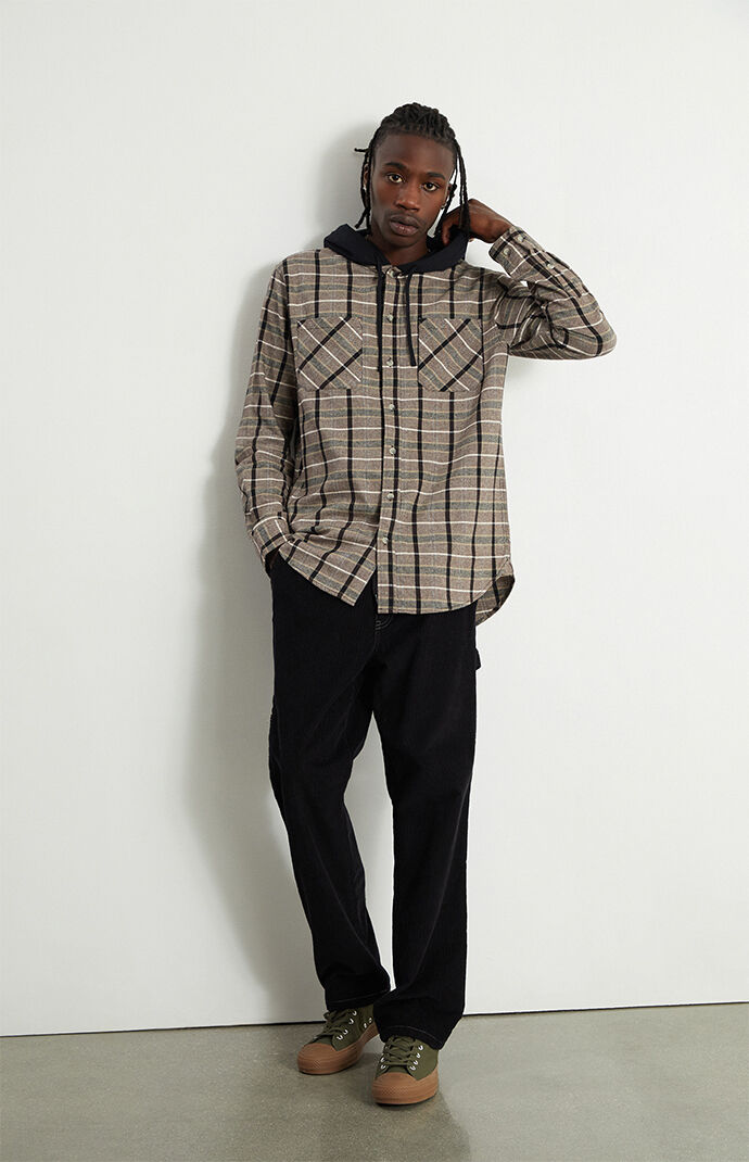 Hooded checked flannel shirt hotsell