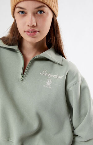 Switzerland Half Zip Cropped Sweatshirt image number 2