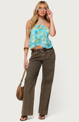 Dragon Lily Layered Mesh Halter Top image number 5