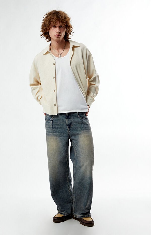 FIELD OF STUDY by Pacsun Ripley Long Sleeve Cropped Shirt