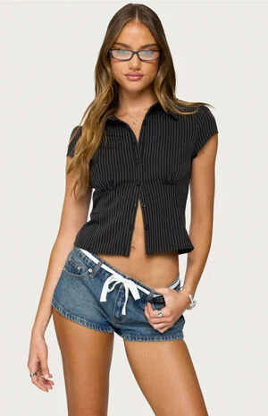 Juney Pinstripe Tailored Button Up Shirt image number 1