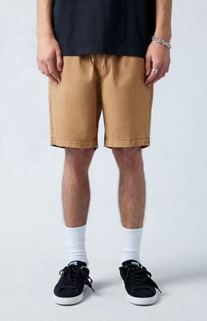 Khaki Twill Volley Shorts image number 2