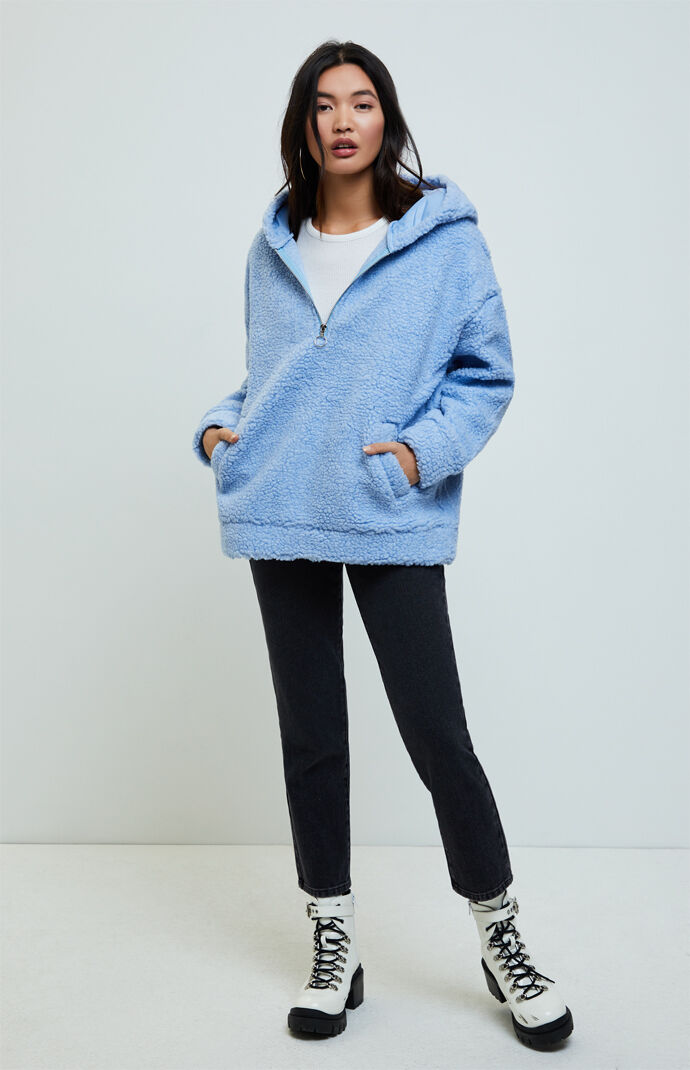 tommy jeans teddy half zip hoodie