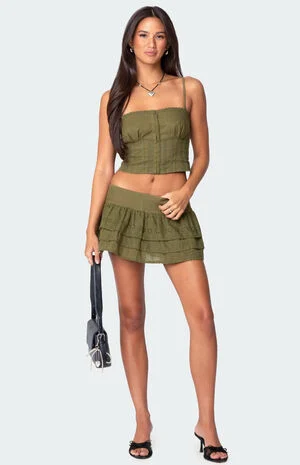 Fluer Ruffled Eyelet Mini Skirt image number 1