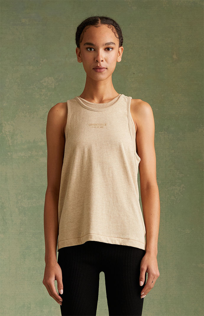 피어오브갓 에센셜 Fear of God Essentials Womens Gold Heather Tank Top