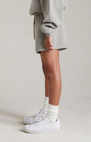 Essentials Dark Heather Oatmeal Running Sweat Shorts image number 3