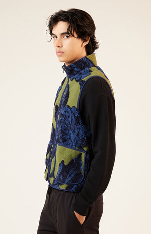 Olive Sherpa Print Vest image number 2