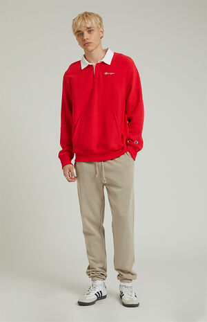 Cream Fleece Sweatpants image number 4