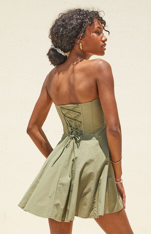 Strapless Button Front Mini Dress image number 2