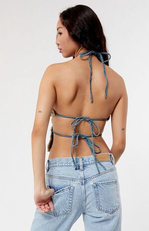 Denim Raw Star Halter Top image number 4