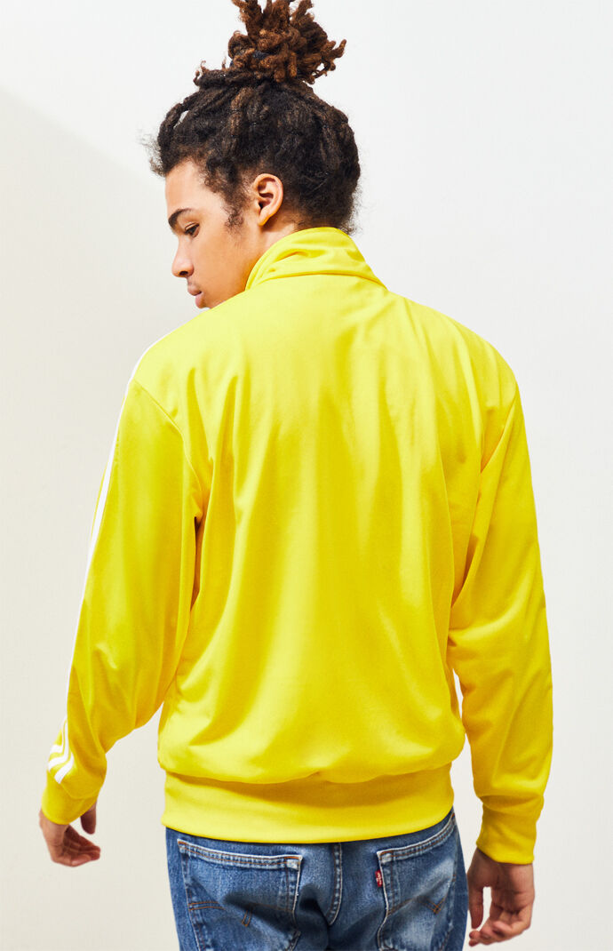 Neon yellow adidas track jacket top