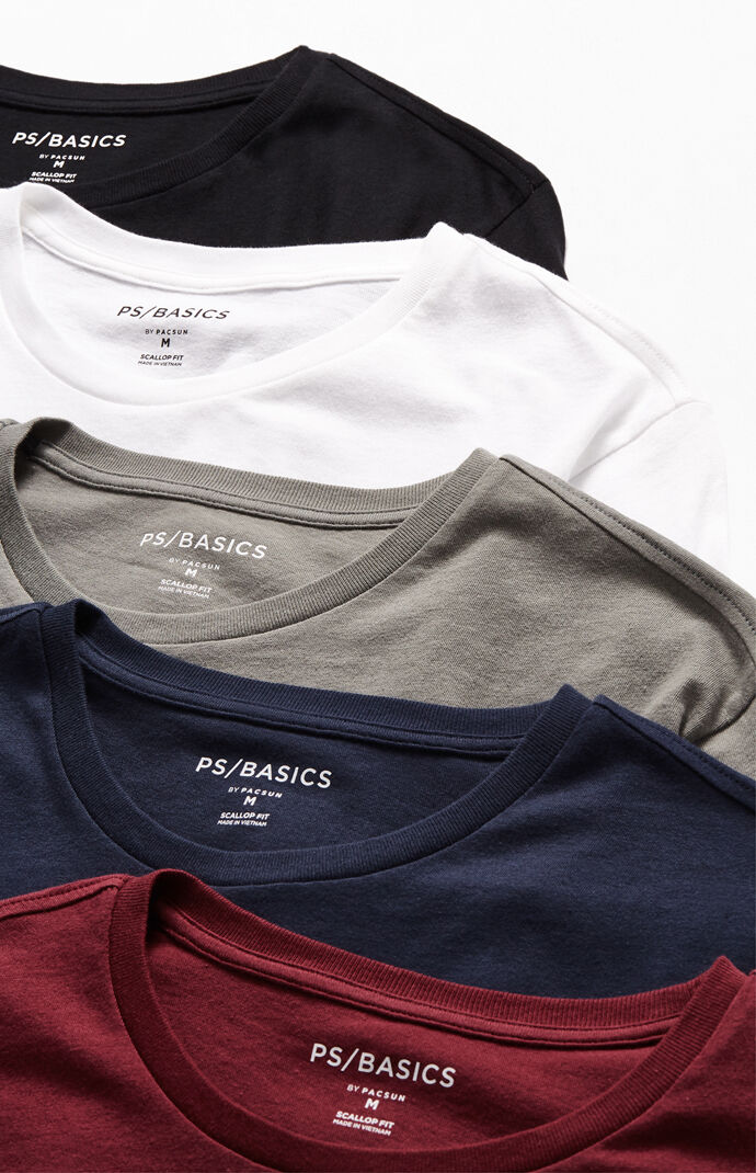 Five-Pack Warden Scallop T-Shirts