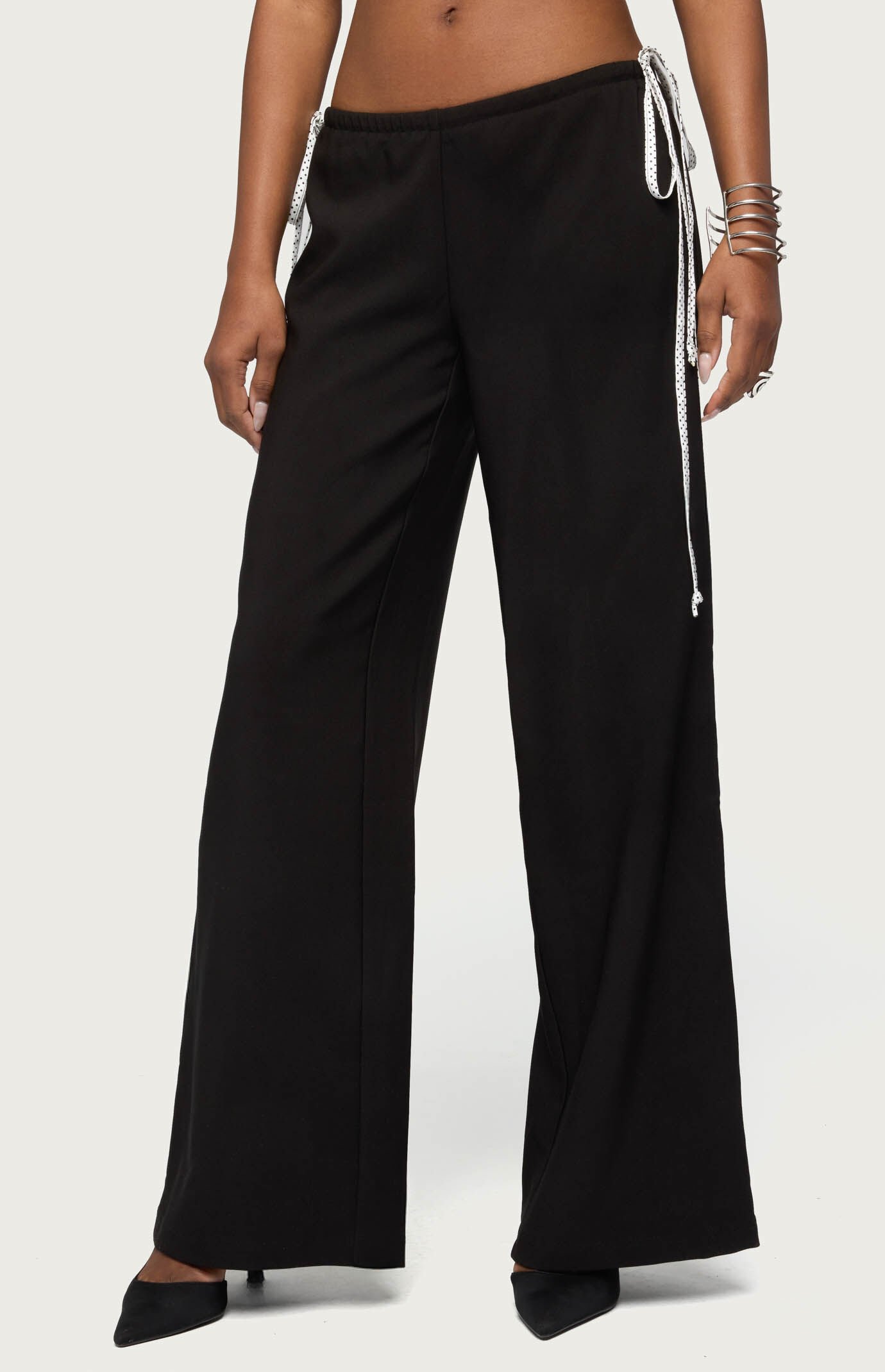 Edikted Mikah Dotted Ribbon Wide Leg Pants
