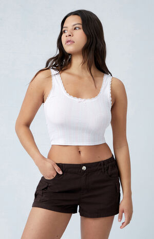 Brown Low Rise Cargo Shorts image number 1