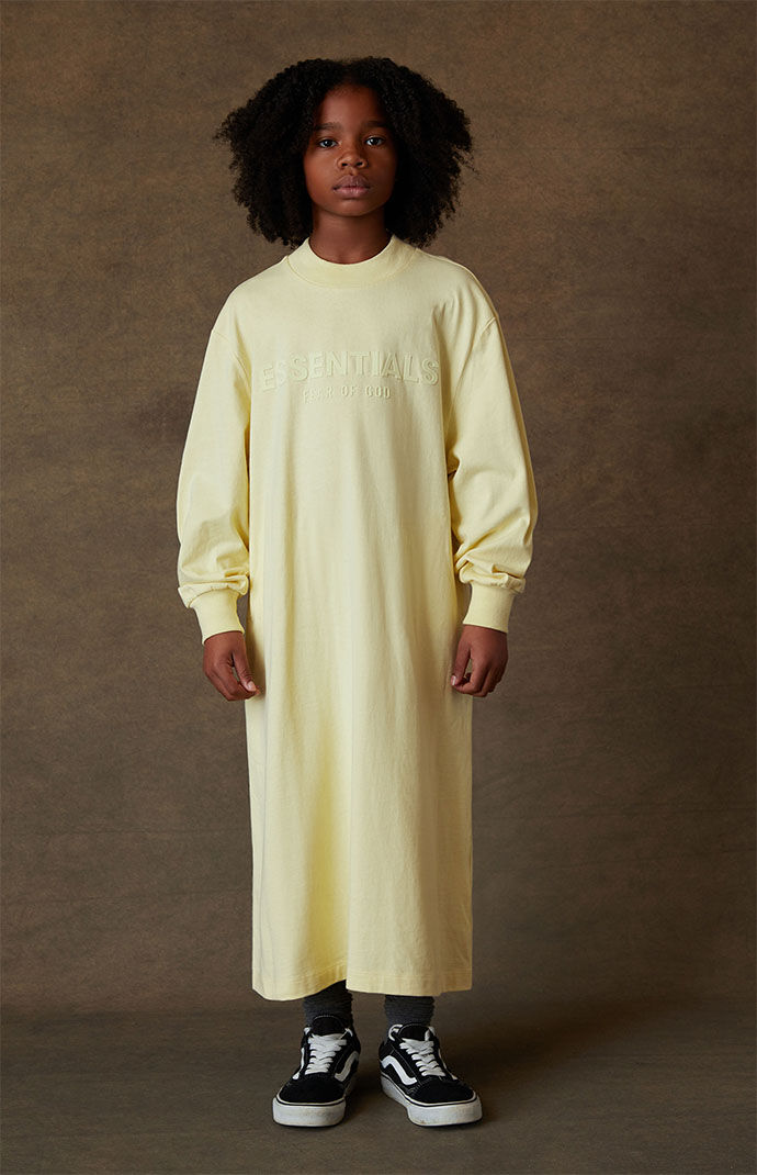 Essentials Fear of God Kids Canary Long Sleeve T-Shirt Dress - Size 8