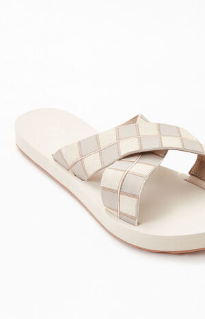 Women's Cream Cross Strap Sandals image number 6